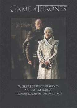 2020 Rittenhouse Game of Thrones Season 8 - Quotable Game of Thrones #Q79 Daenerys Targaryen / Samwell Tarly / Ser Jorah Mormont Front