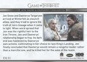 2020 Rittenhouse Game of Thrones Season 8 - Relationships #DL51 Jon Snow / Daenerys Targaryen Back