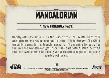 2020 Topps Star Wars The Mandalorian Journey of the Child #15 A New Friendly Face Back