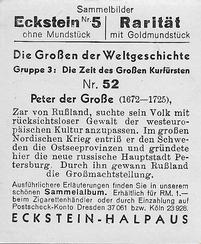 1934 Eckstein-Halpaus Die Grossen der Weltgeschichte (The Greats of World History) #52 Peter der Grosse Back
