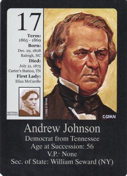 1999-00 Little Debbie C-SPAN American Presidents and First Ladies #17 Andrew Johnson Front