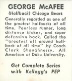 1948 Kellogg's PEP #NNO George McAfee Back