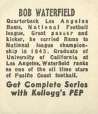 1948 Kellogg's PEP #NNO Bob Waterfield Back