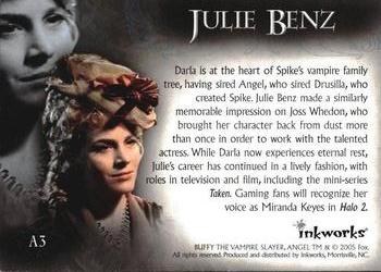 2005 Inkworks Spike the Complete Story - Autographs #A3 Julie Benz Back