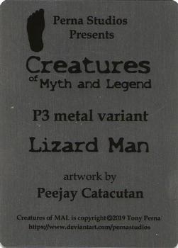 2019 Perna Studios Creatures of Myth and Legend - Metal Variants Promos #P3 Lizard Man Back