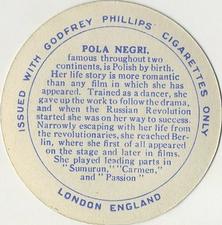 1924 Godfrey Phillips Cinema Stars (Circular) #NNO Pola Negri Back