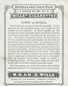 1929 Wills's Animals and Their Furs #3 Coypu or Nutria Back