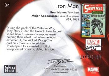 2020 SkyBox Marvel Masterpieces #34 Iron Man Back