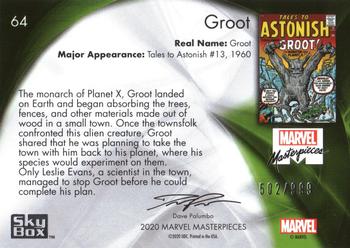 2020 SkyBox Marvel Masterpieces #64 Groot Back