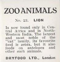 1955 Dryfood Zoo Animals #23 Lion Back