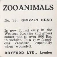 1955 Dryfood Zoo Animals #29 Grizzly Bear Back
