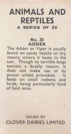 1966 Clover Dairies Animals & Reptiles #25 Adder Back