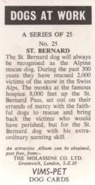 1970 VIMS Pet Food / Molassine Dogs at Work #25 St. Bernard Back