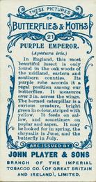 1904 Player's Butterflies & Moths #21 Purple Emperor Back