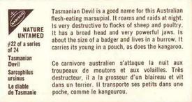 1962 Nabisco Nature Untamed #22 Tasmanian Devil Back