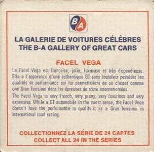 1967 BA Gallery of Great Cars - English / French Backs #NNO Facel Vega Back