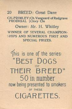 1913 British American Tobacco Best Dogs of their Breed #20 Great Dane Back