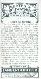 1926 Lambert & Butler Pirates and Highwaymen #10 Pierre le Grand Back