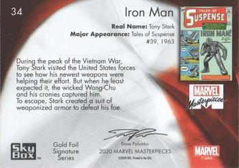 2020 SkyBox Marvel Masterpieces - Gold Foil #34 Iron Man Back