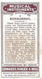 1924 Ringer's Musical Instruments (1st Series) #4 Bombardon (Saxhorn) Back