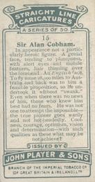 1926 Player's Straight Line Caricatures #15 Sir Alan Cobham Back