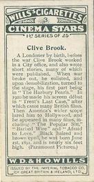 1928 Wills's Cinema Stars (1st Series) #3 Clive Brook Back