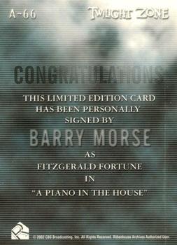 2005 Rittenhouse Twilight Zone Science and Superstition Series 4 - Autographs #A-66 Barry Morse Back