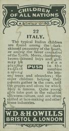 1924 Wills's Children of All Nations #22 Italy Back