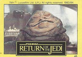 1983 Monty Fabrieken Return of the Jedi Mini Cards #48 Jabba the Hutt Front