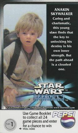1999 Pepsi Star Wars Episode I #1 Anakin Skywalker Back