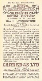 1935 Carreras Celebrities of British History #48 David Livingstone Back
