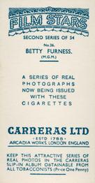 1938 Carreras Film Stars (Second Series) #26 Betty Furness Back