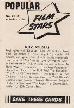 1955 Cereal Foods Popular Film Stars (Australian) - Crispies Vita-Brits #21 Kirk Douglas Back