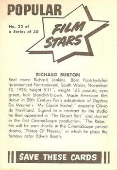 1955 Cereal Foods Popular Film Stars (Australian) - Crispies Vita-Brits #22 Richard Burton Back