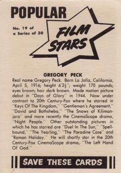 1955 Cereal Foods Popular Film Stars (Australian) - Crispies Vita-Brits Kornies #19 Gregory Peck Back