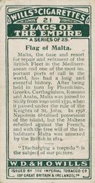 1926 Wills's Flags of the Empire (First Series) #21 Malta Back
