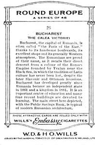 1936 Wills's Round Europe #26 Bucharest Back