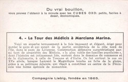 1940 Liebig Chateaux de Toscane (Castles of Tuscany) (French Text) (F1409, S1413) #4 La Tour des Medicis a Marciana Marina Back