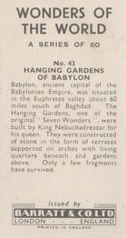 1962 Barratt Wonders of the World #43 Hanging Gardens of Babylon Back