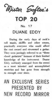 1963 Mister Softee’s Top 20  #17 Duane Eddy Back