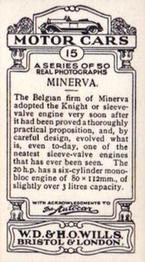 1926 Wills's Motor Cars #15 Minerva Back