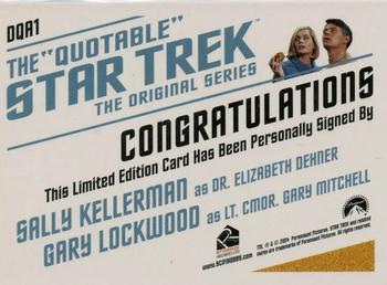 2004 Rittenhouse The Quotable Star Trek Original Series - Double Autographs #DQA1 Sally Kellerman / Gary Lockwood Back