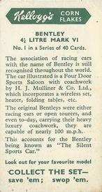 1949 Kellogg's Motor Cars (Colour) #1 Bentley - 4 1/4 Litre Mark VI Back