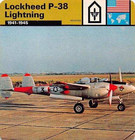 1977 Edito-Service World War II - Deck 22 #13-036-22-23 Lockheed P-38 Lightning Front