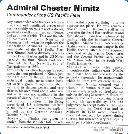 1977 Edito-Service World War II - Deck 23 #13-036-23-23 Admiral Chester Nimitz Back