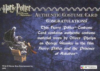 2004 ArtBox Harry Potter and the Prisoner of Azkaban - Costume Relics #NNO George Weasley Back
