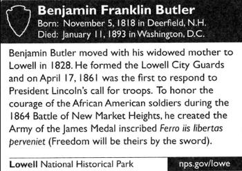 2011 National Park Service Civil War to Civil Rights - Lowell National Historical Park #NNO Benjamin Franklin Butler Back