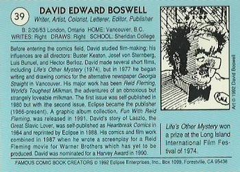 1992 Eclipse Famous Comic Book Creators - Promos #39 David Boswell Back