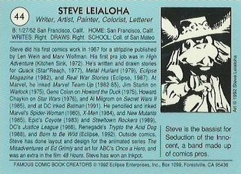 1992 Eclipse Famous Comic Book Creators - Promos #44 Steve Leialoha Back
