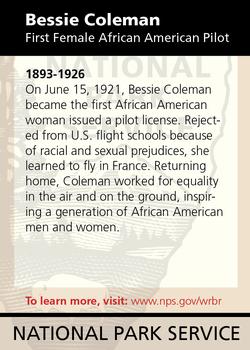 2011 National Park Service Civil War to Civil Rights - Wright Brothers National Memorial #NNO Bessie Coleman: First Female African American Pilot Back